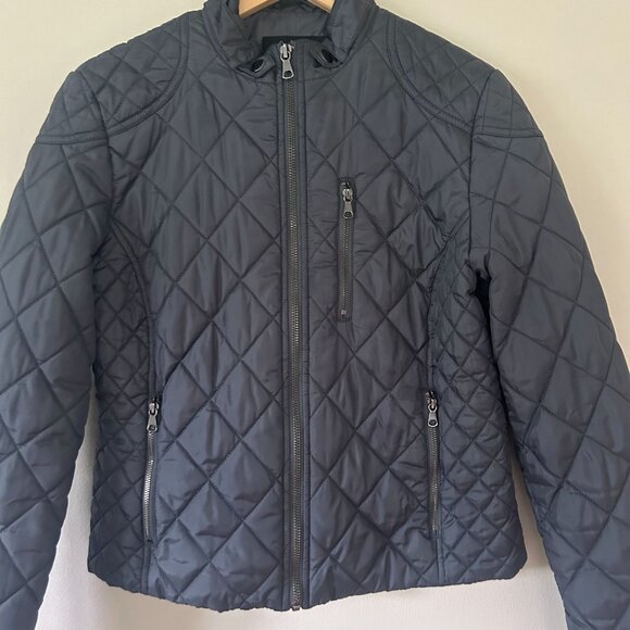 Banana Republic Steel Blue Grey Quilted Gray Zip-Up Jacket - Picture 1 of 10